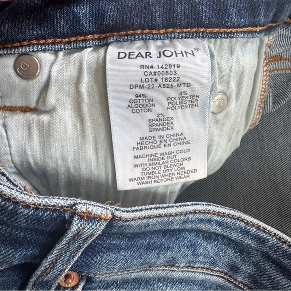 Dear John Frankie Straight Jeans Size 29 26” Inseam Blue Denim Women’s Excellent - Picture 8 of 9